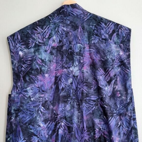 HANDMADE Boho Open Front Embroidered Vest Abstract Floral Purple Sz L - Picture 12 of 15